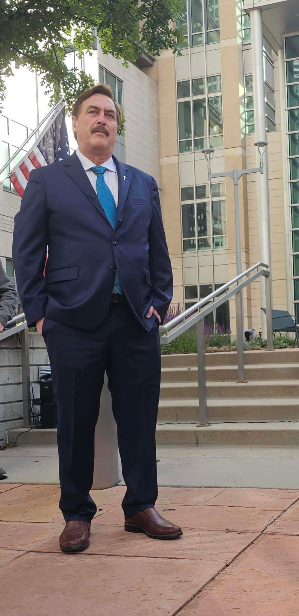 Mike Lindell outside Colorado courthouse