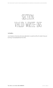 Sample section divider for Tally Book Valid Write-Ins