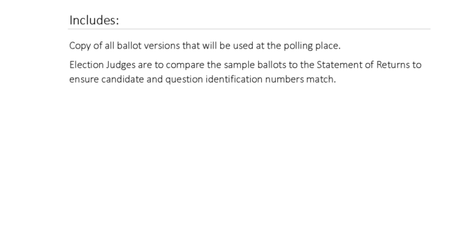 Sample section divider for Tally Book for Sample Ballots