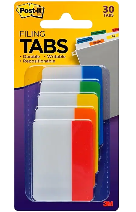 Binder divider tabs, respositionable filing tabs for binder dividers