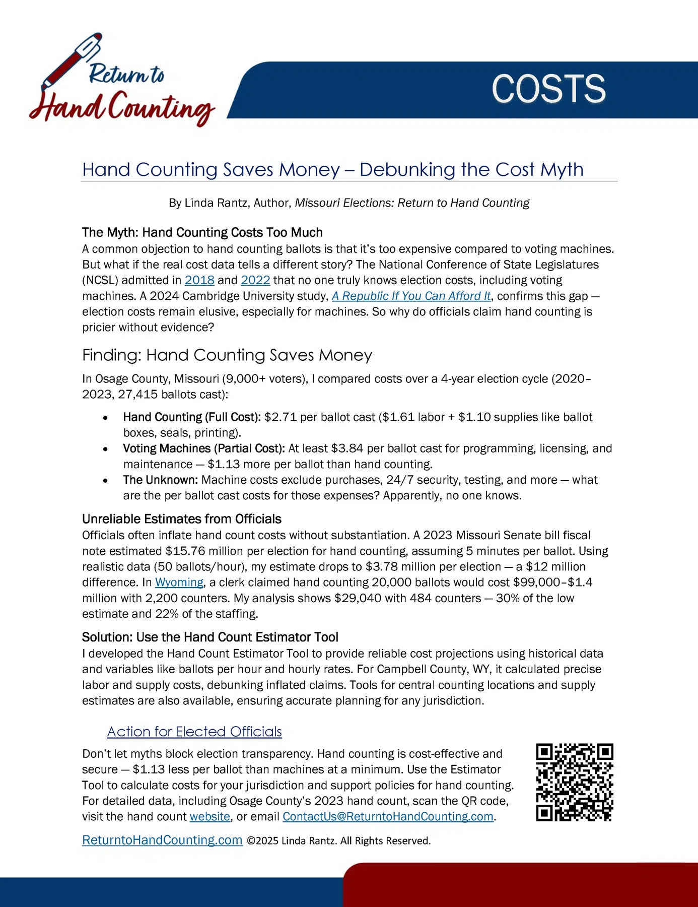 Costs One-Pager Hand Counting Saves Money - Debunking the Cost Myth