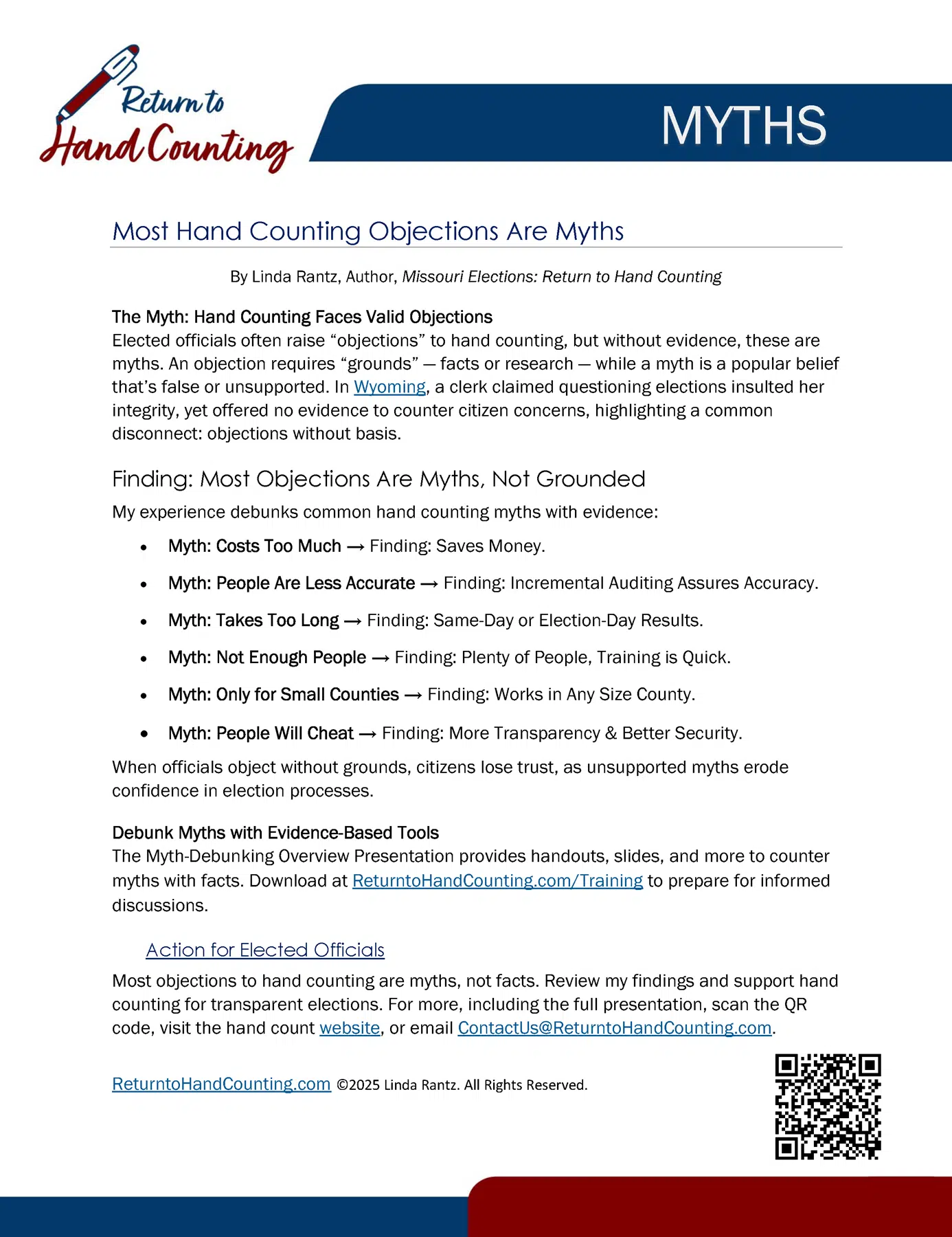 Objections are Myths One-Pager Most Hand Counting Objections Are Myths