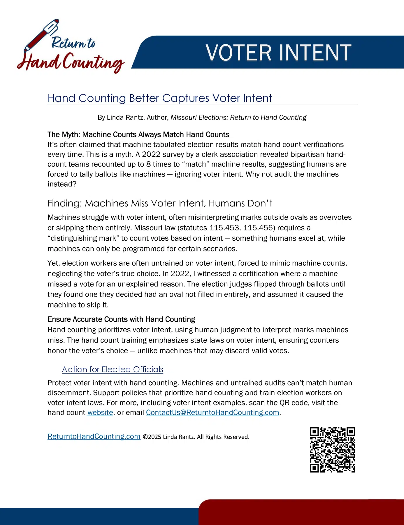 Voter Intent One-Pager Hand Counting Better Captures Voter Intent