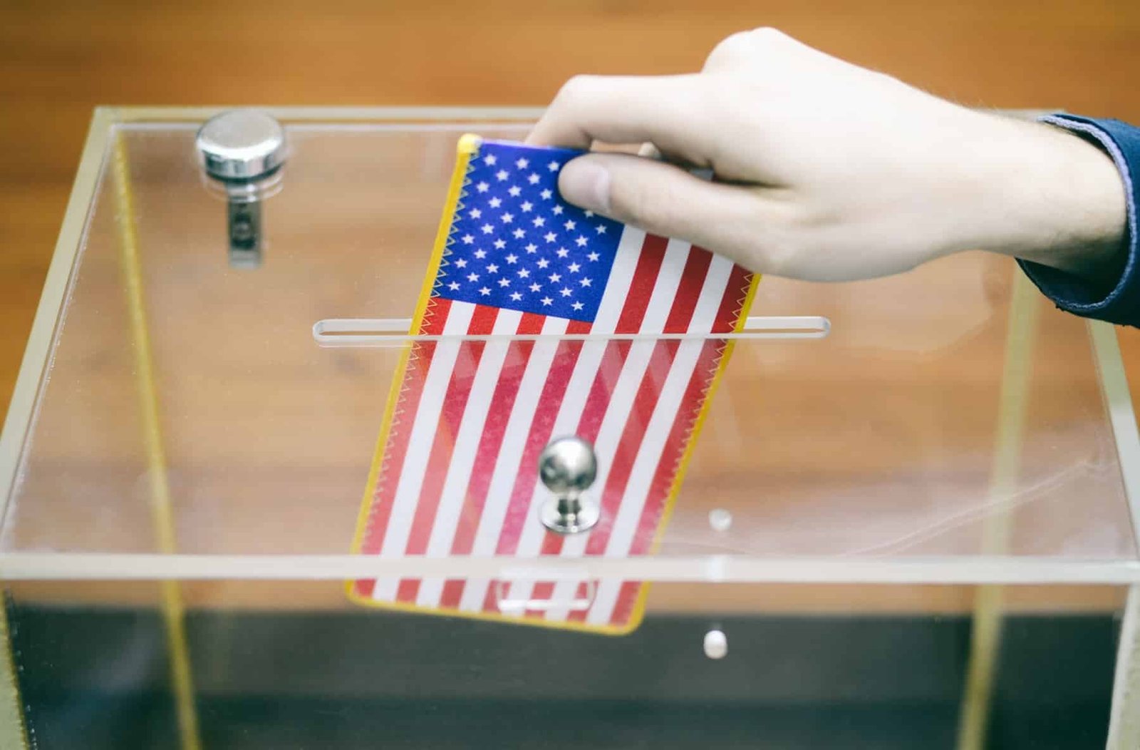 Ballot box transparency security american flag hand