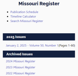 CSR Missouri Register Publications