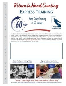 Express Hand Count Training publicity flyer for Organizers