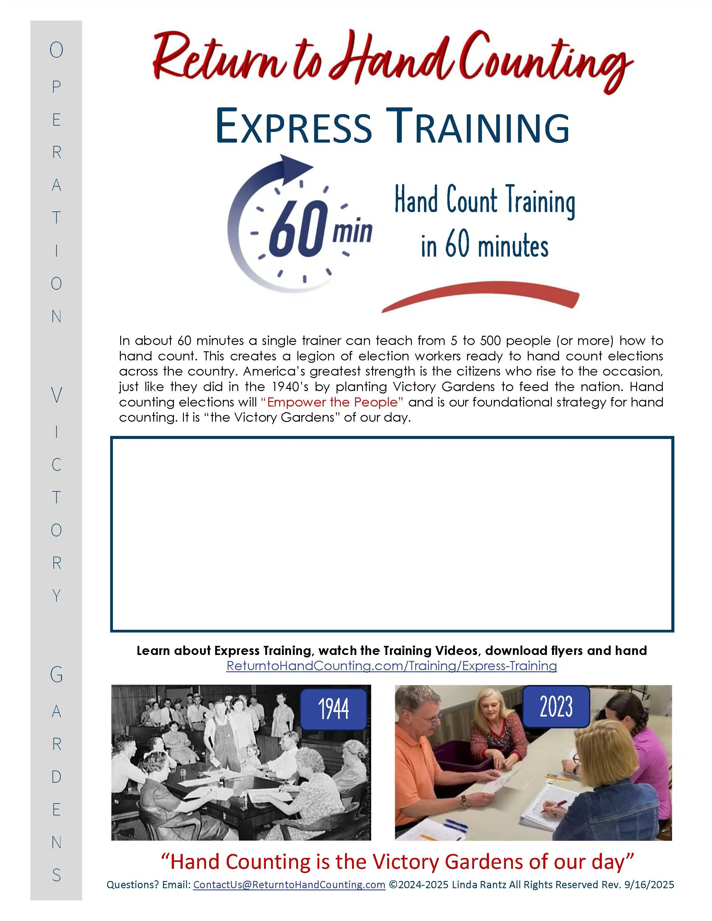 Express Hand Count Training publicity flyer for Organizers Express Hand Count Training publicity flyer for Organizers