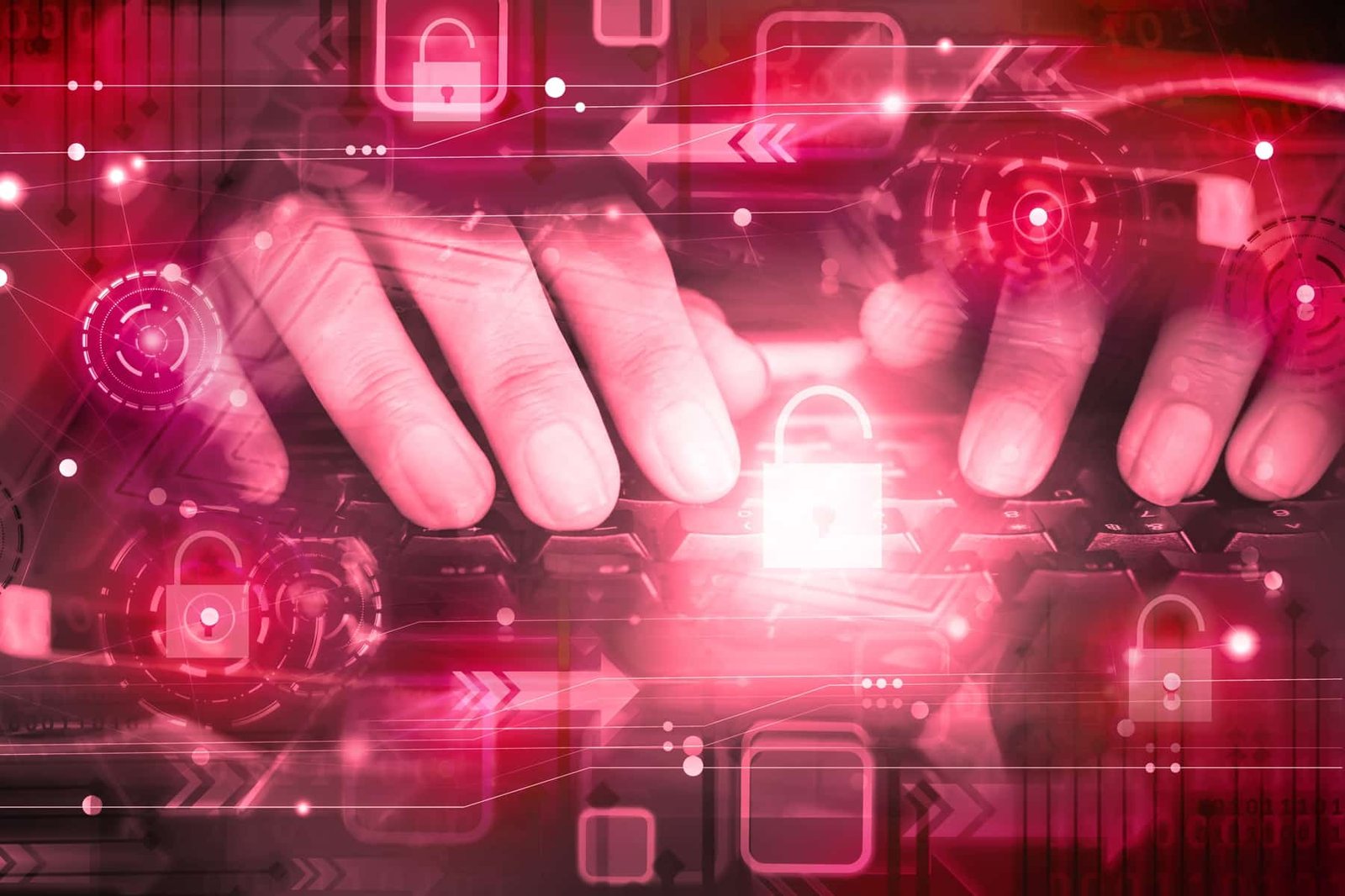 Hacker keyboard hands cybersecurity