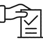 Icon hand with ballot cast