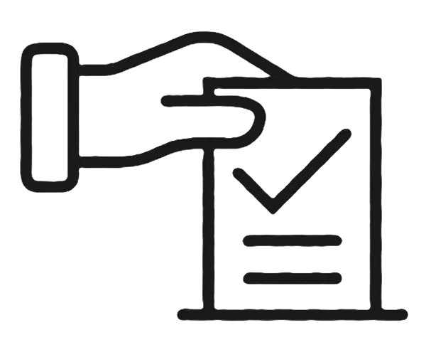 Icon hand with ballot cast
