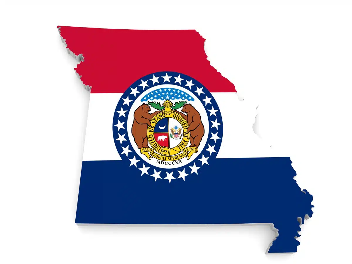Missouri state with map and seal Missouri state with map and seal