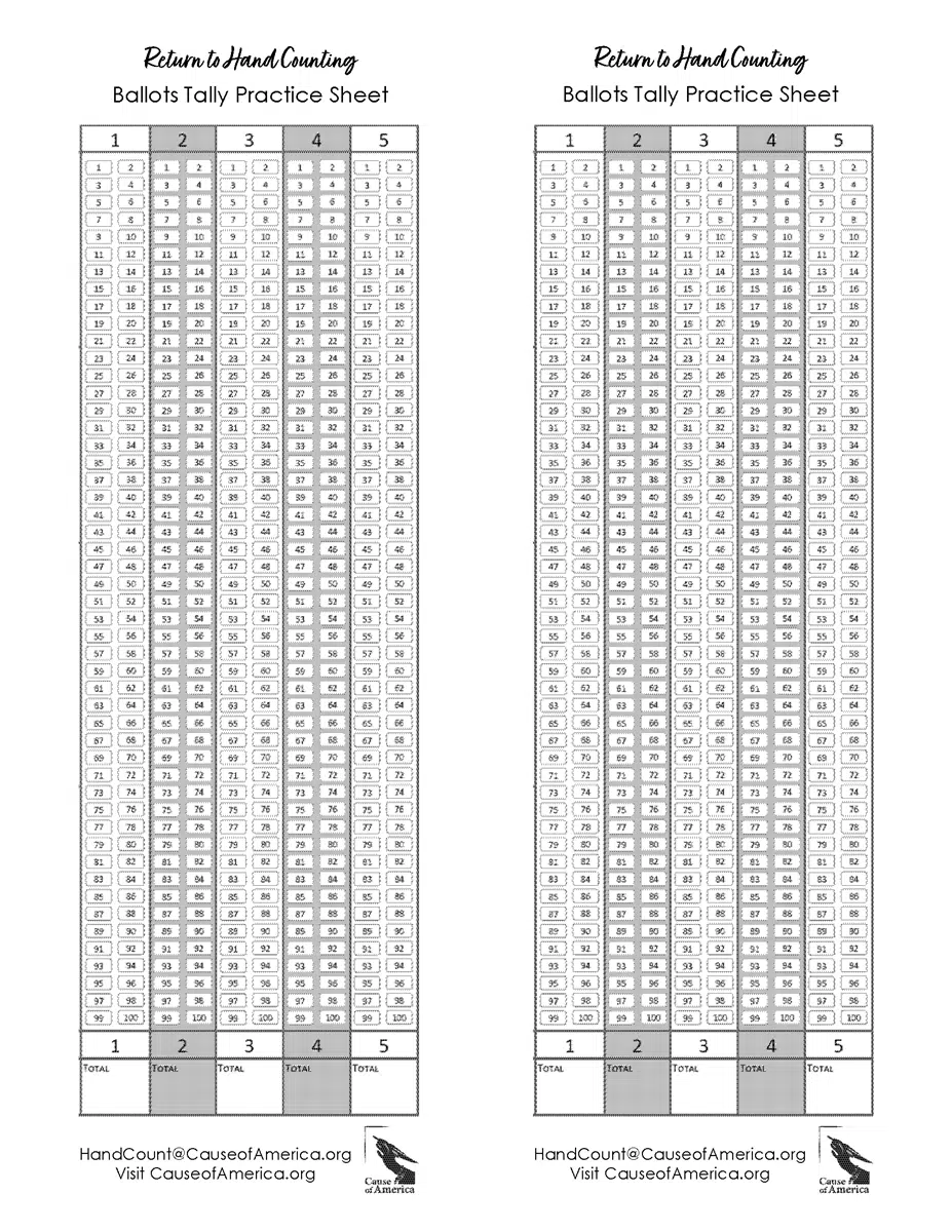 Tally Demo Practice sheet Cause of America Tally Demo Practice sheet Cause of America