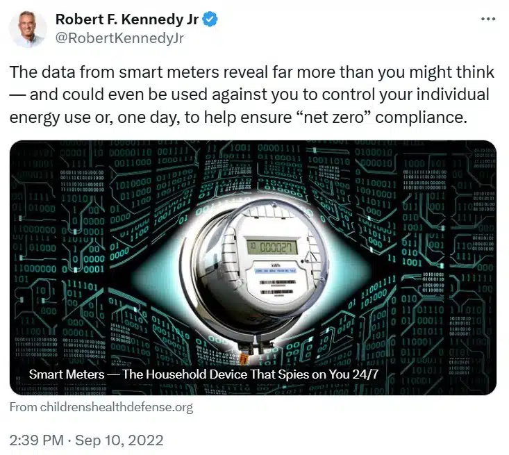 X post - Robert F Kennedy Jr about SMART meters
